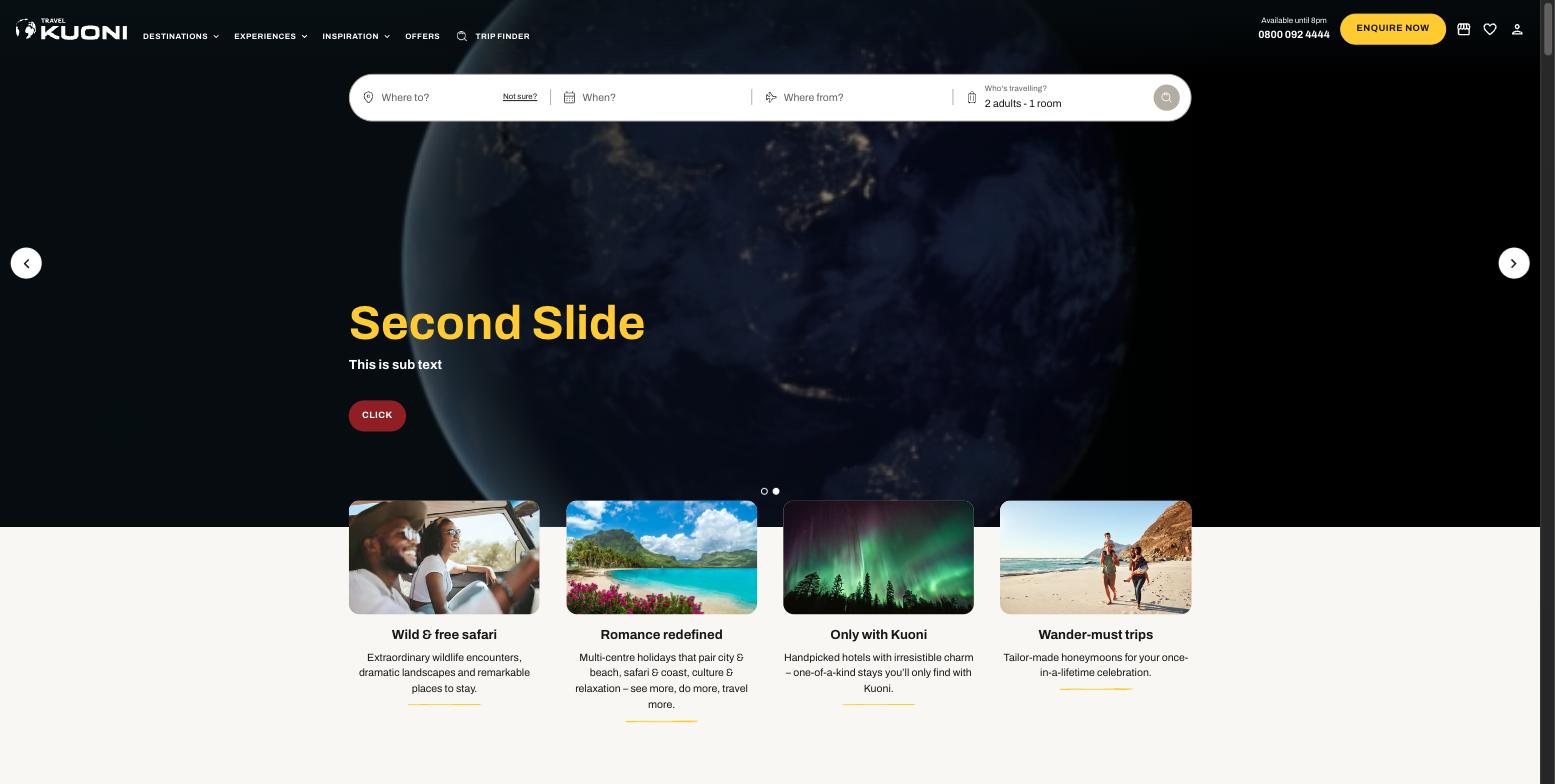 Slide 2 of the hero, with the headline 'Second Slide' over a video of the earth from space.