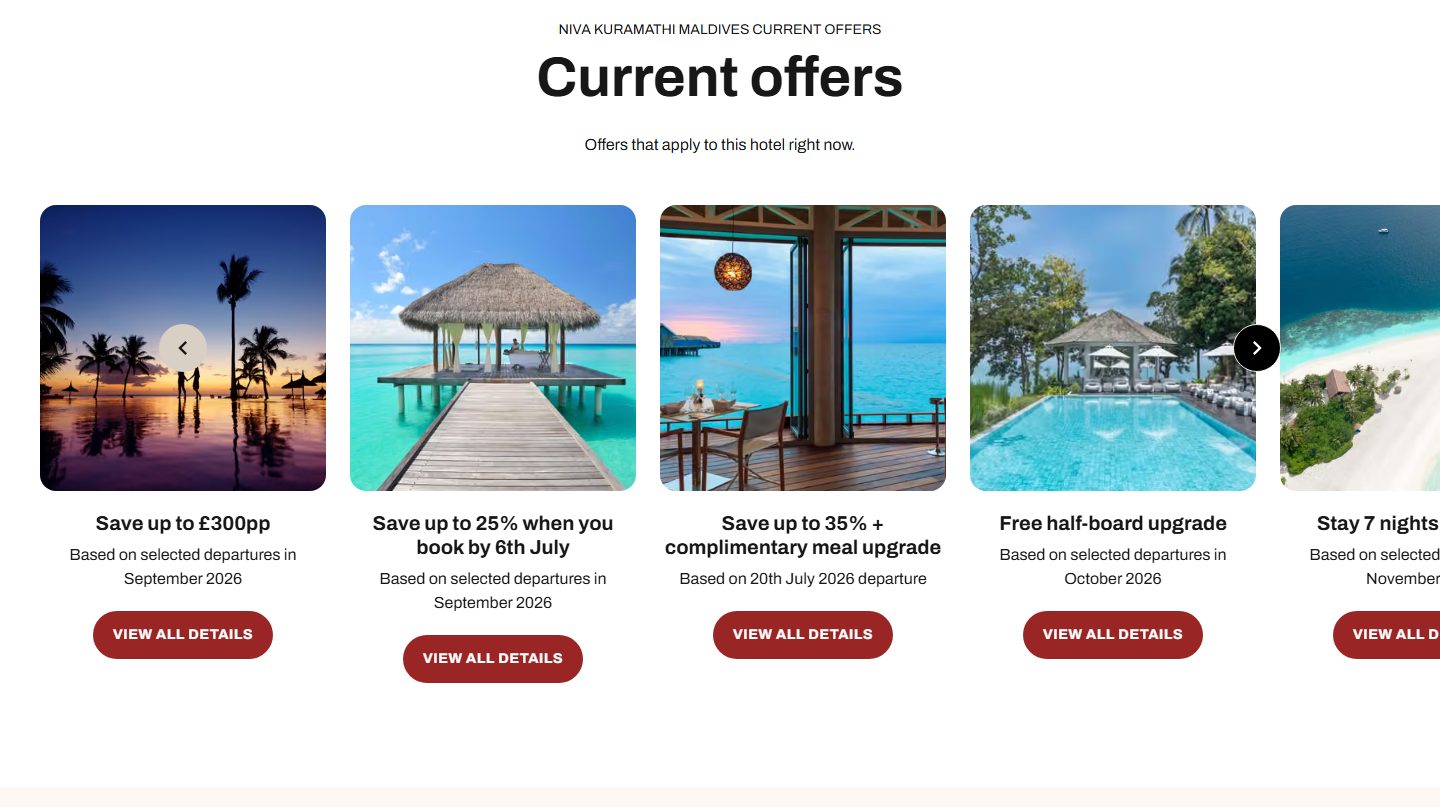 A row of offer cards under the heading “Current offers”.